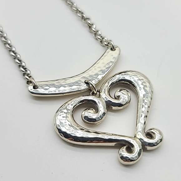 Brighton "GENOA HEART PETITE" Hammered Silver Rustic Heart ❤️ Pendant! Rare Size - Picture 10 of 12
